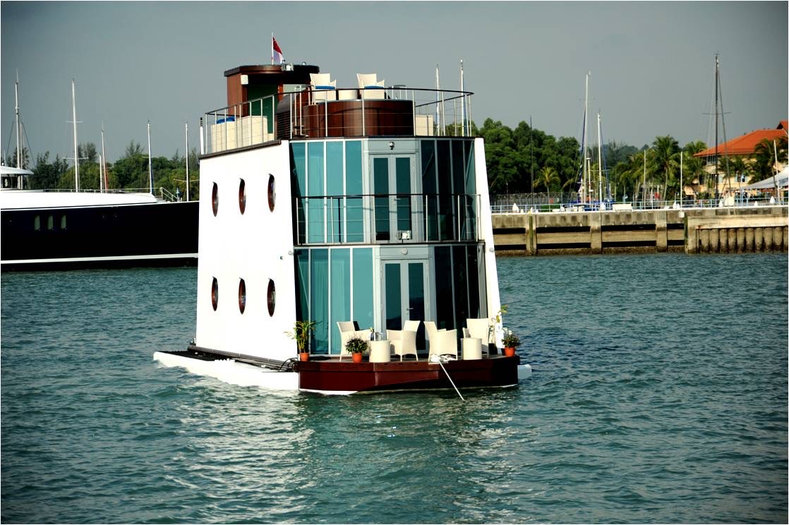 Kevin Hill's completed Nautilus 55 Water Suite photographed afloat at Raffles Marina