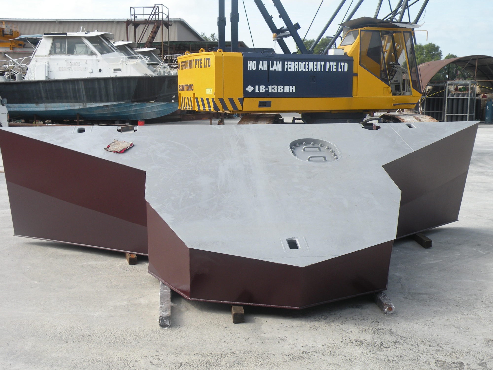 Shaped steel end module from the Nautilus 55 modular hull build