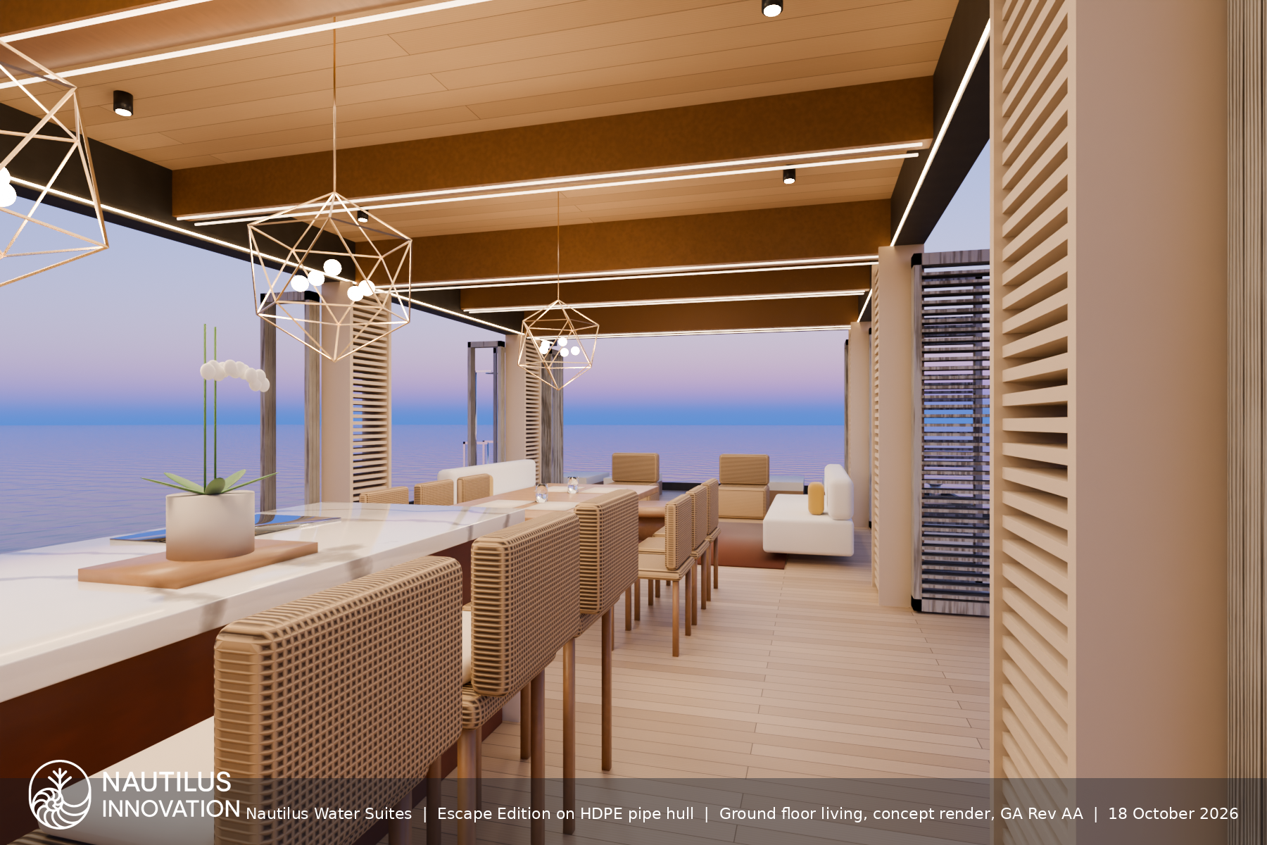 Original render of the Escape Edition ground-floor living space