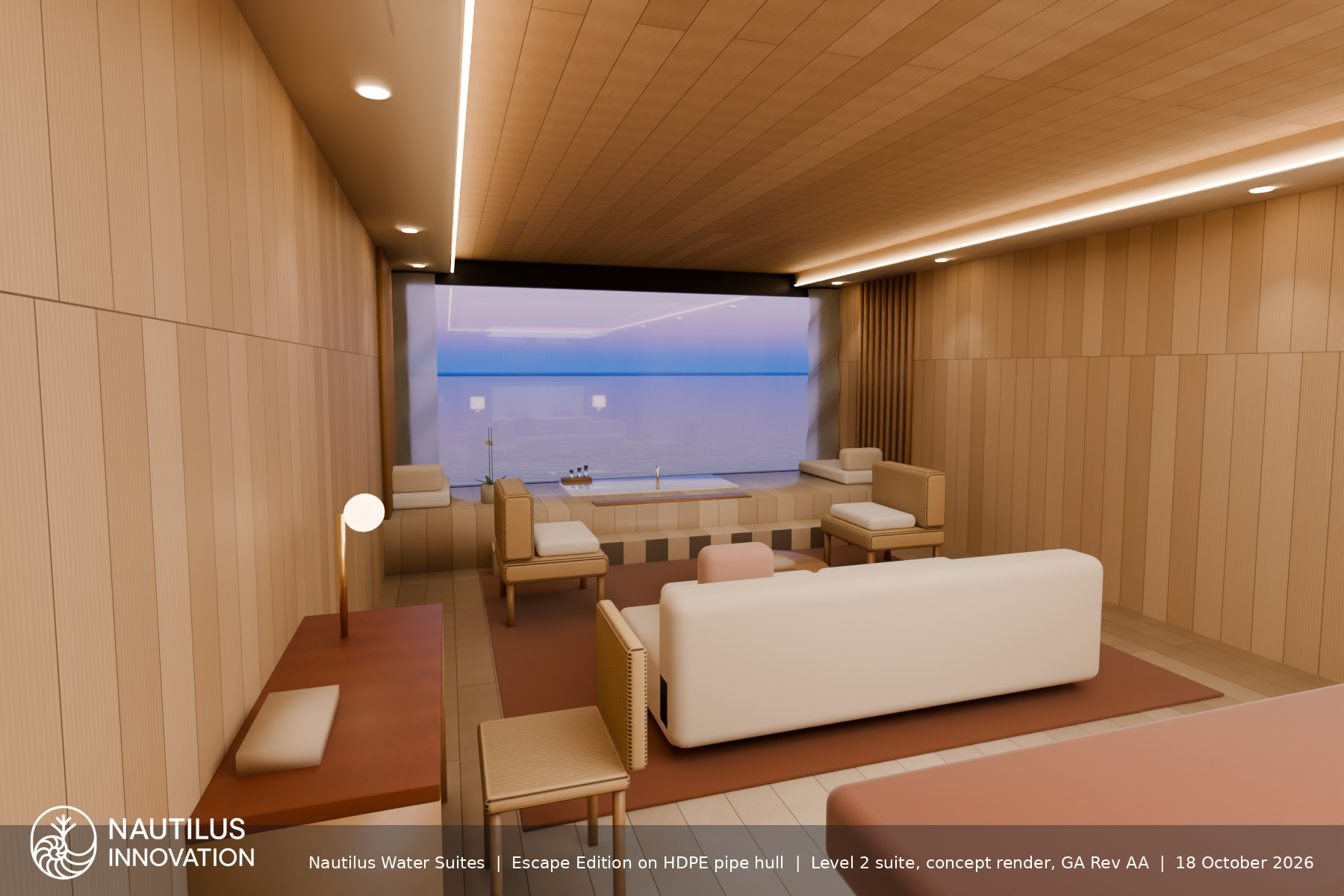 Original render of the Escape Edition level-two guest suite